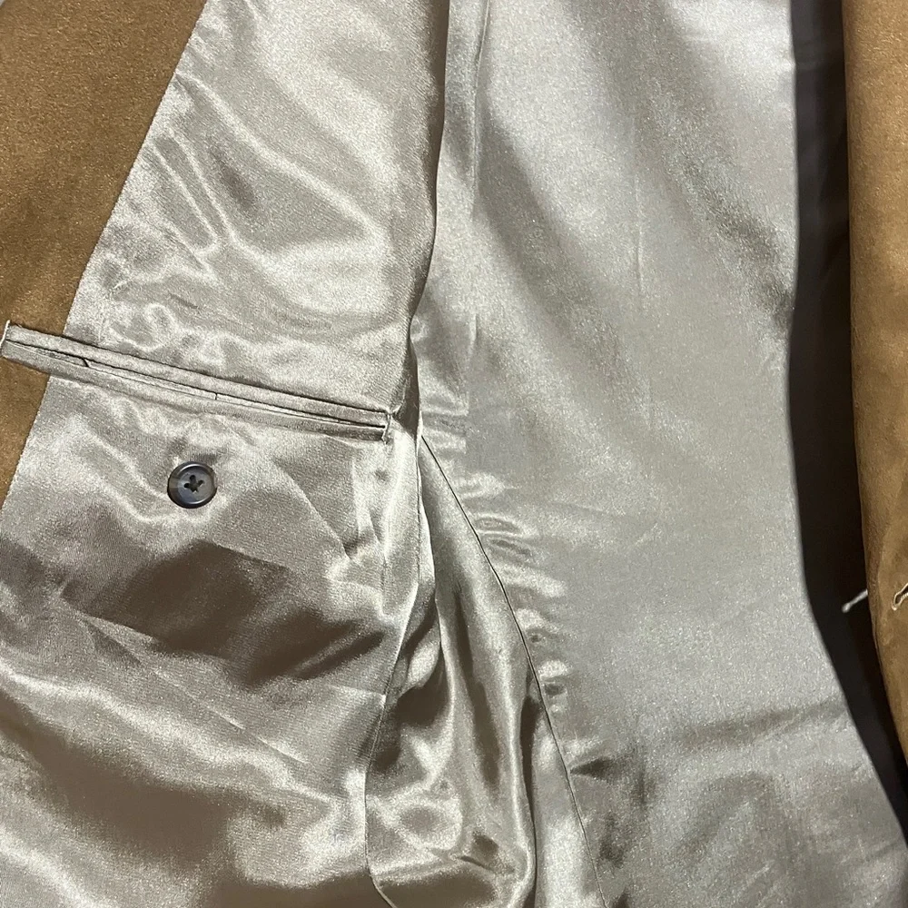 Vtg‎ Ralph Lauren Men's Camel Brown Moleskin Blazer Sport Coat Buttons Pockets